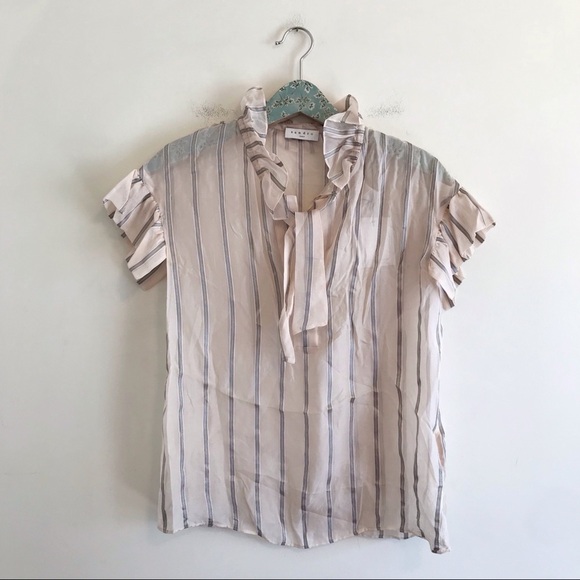 NWT Sandro Rena Metallic Stripe Top Blush Pink - Picture 1 of 7